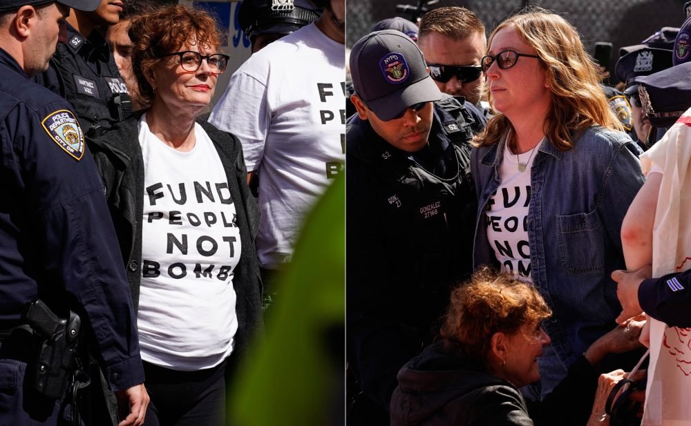 Atrizes Susan Sarandon e Hannah Einbinder são presas em protesto contra Netanyahu
